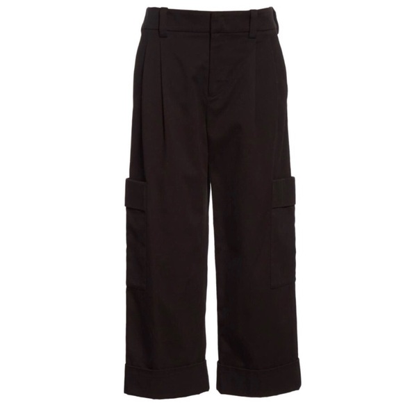 VINCE. Crop Cotton Utility Cuffed Cargo Pant Black 0 - Picture 5 of 15